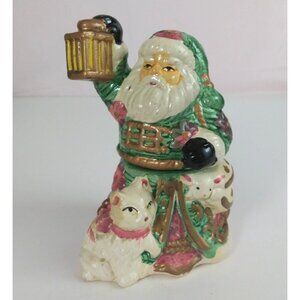 Vintage Seasons Collection Santa Holding Lantern Stacking Salt & Pepper Shakers